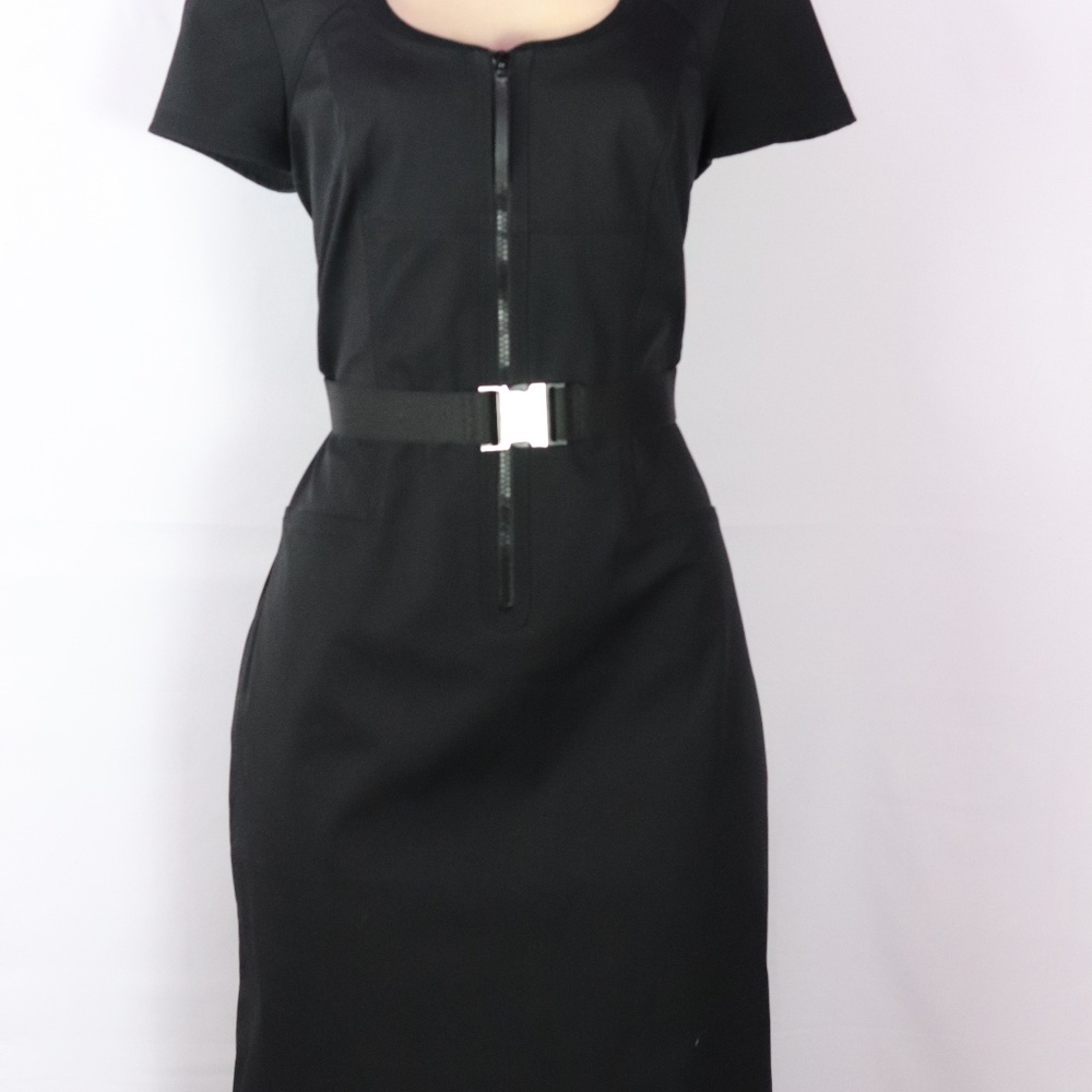 CARLISLE BLACK SHORT SLEEVE SHEATH STYLE DRESS 12